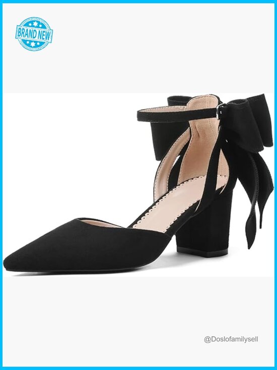 Viluyesy Womens Dress Shoes, Ankle Strap Chunky Heels  Pointed Toe Pumps Chunky Heel Ankle Strap Elegant Wedding Dress Shoes